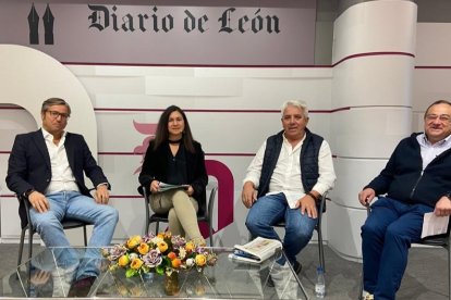 Emilio Orejas, Pilar Infiesta, Senén Presa y Julio César Fernández, en la mesa de debate El Municipalismo del Congreso sobre Despoblación. RAMIRO