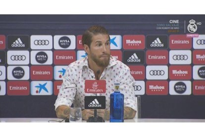 Sergio Ramos durante la comparecencia.