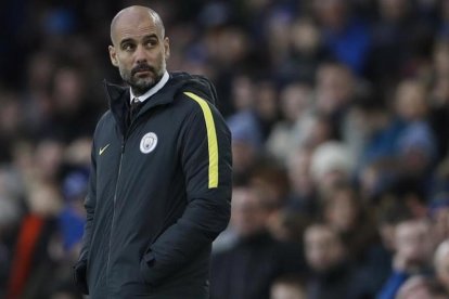 Guardiola, en el partido ante el Everton.