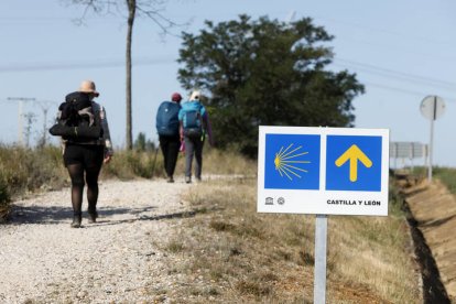 Etapa 3 Camino de Santiago desde León: Astorga - Rabanal del Camino Foto de archivo