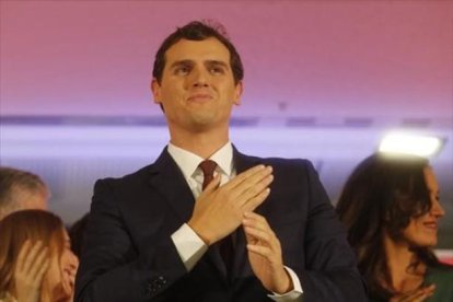 Albert Rivera, en su comparecencia de anoche en Madrid.