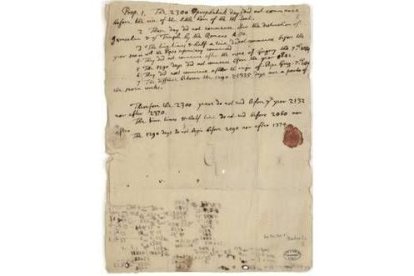 Uno de los manuscritos de Newton