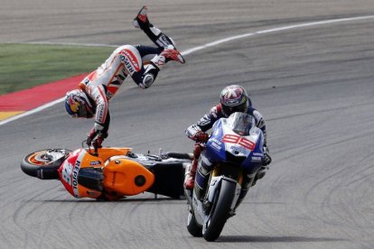 Pedrosa, en el momento de la caída.