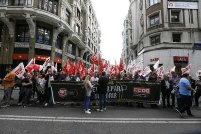 Protesta sindical en el centro de León. FERNANDO OTERO