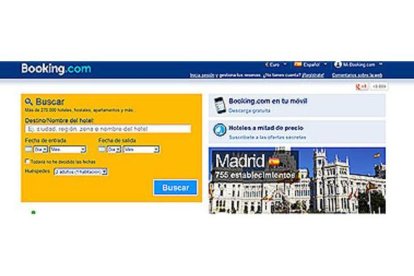 Captura de la web de Booking.com