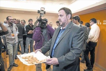 Junqueras, en la celebración de ERC de los resultados del 9-N.