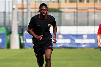 Dembélé, durante un entrenamiento en la Ciudad Deportiva