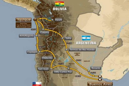 Recorrido del Dakar en su edición de 2015.