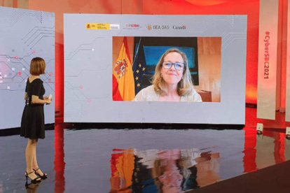 La ministra, durante su intervención en el Summer BootCamp. DL