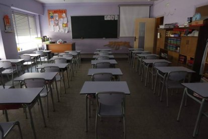 Interior de un aula en un centro educativo concertado de la capital leonesa. ARCHIVO