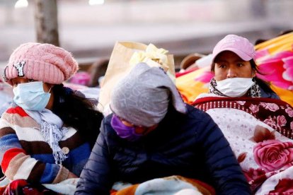 Bolivianos en una manifestación. ESTEBAN GARAY