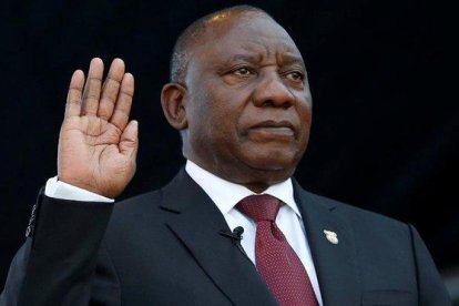 Cyril Ramaphosa, durante el juramento al cargo de presidente de Sudáfrica.