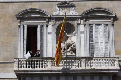 El balcón de la Generalitat, sin la pancarta con el lazo.