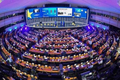 Vista del hemiciclo del Parlamento Europeo durante la jornada electoral el pasado 26 de mayo.