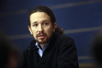 Pablo Iglesias durante una comparecencia de prensa en el Congreso.