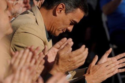 Pedro Sánchez, durante el mitin de cierre de campaña en Madrid, el pasado viernes.