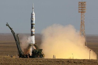 El lanzamiento de la nave Soyuz en el cosmódromo de Baikonur.