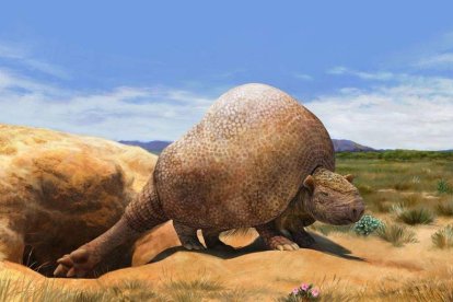 Recreación del aspecto de un gliptodonte, animal que vivió en la Tierra hace 50.000 años. DL