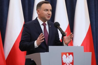 El presidente polaco, Andrzej Duda, ofrece una rueda de prensa sobre las reformas del sistema judicial, en Varsovia, el 20 de diciembre.