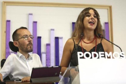 Rueda de prensa tras el Consejo de Coordinación de Podemos a cargo de Pablo Echenique y Noelia Vera.