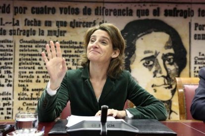 Teresa Ribera, este martes en la Comisión de Transición Ecológica del Senado.