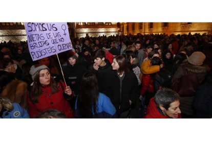 Medio millar de personas se manifestaron en León . RAMIRO