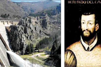 Parece un montículo engullido por la presa, pero son restos del Castillo de Luna. Retrato de Bernardo del Carpio, subastado por Durán. RAMIRO / DL