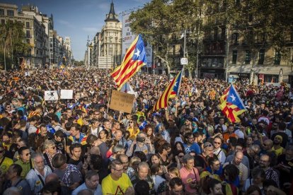 La manifestación en Plaça Universitat.