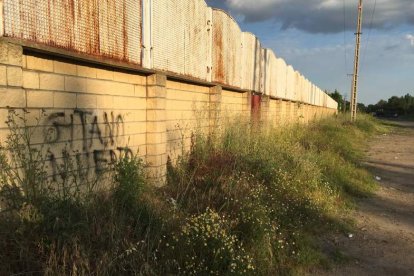 Esta pintada puede leerse en la parte de atrás del estadio Hispánico, cerca de la zona donde viven muchos gitanos en la capital. ÁLVARO CABALLERO