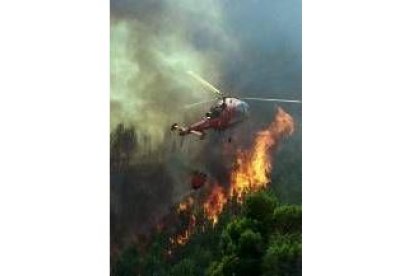 Helicóptero forestal extinguiendo un incendio, el pasado verano