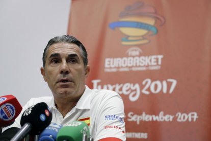 Sergio Scariolo, en rueda de prensa en el Eurobasket