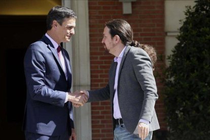 Pedro Sánchez y Pablo Iglesias, el pasado 7 de mayo en la Moncloa.