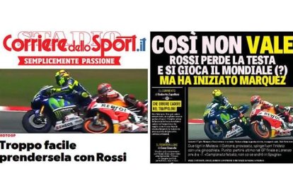 Detalle de la edición digital de 'Corriere dello Sport' y portada de 'La Gazetta'.