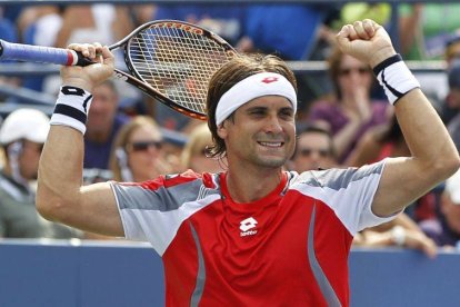 Ferrer celebra su victoria ante Hewitt, el pasado domingo en el US OPEN.