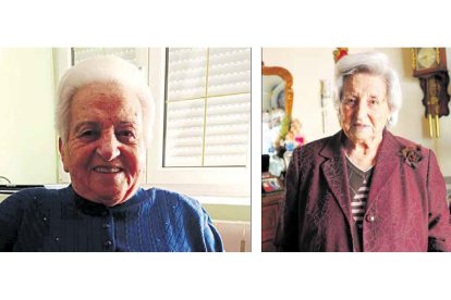 Abilia Blanco Cadenas cumple 104 años en Villafer el próximo 23 de febrero. Teonila Blanco, a la derecha, alcanzó ayer los 102 años de edad en León. DL / J. NOTARIO