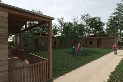 Imágenes virtuales de las distintas zonas con las que contará el nuevo camping municipal que se construirá en Santa María del Páramo. DL