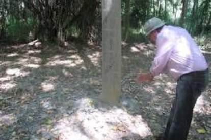 Ángel García García en su finca de Narayola, donde se ha detectado el ataque del pulgón anígero