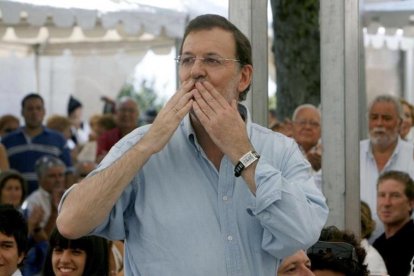 Mariano Rajoy, durante un mitin en Vigo en el 2008.