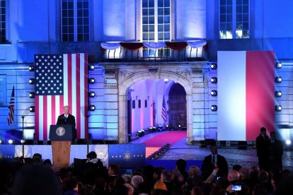 Biden durante su discurso en el castillo de Varsovia, donde llamó «carnicero» a Putin. RADEK PIETRUSZKA