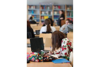 Una alumna estudia en la biblioteca de la Facultad de Educación de la Universidad de León. ARCHIVO