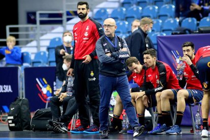 Jordi Ribera en uno de los partidos disputados por España en el Mundial de Suecia y Polonia. GAGULSKI