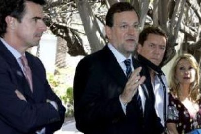 El presidente del PP canario, José Manuel Soria, junto a Rajoy