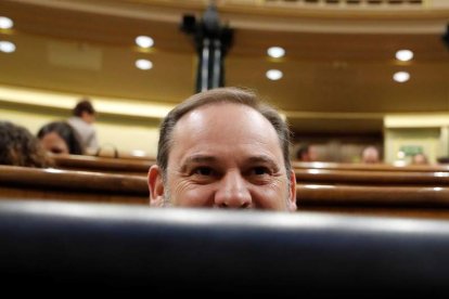 José Luis Ábalos ayer, en la segunda sesión de control al Gobierno en el Congreso.