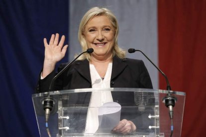 Marine Le Pen, ayer, tras conocer los resultados.