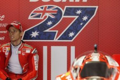 Casey Stoner, el pasado 26 de julio, durante el Gran Premio de Gran Bretaña.