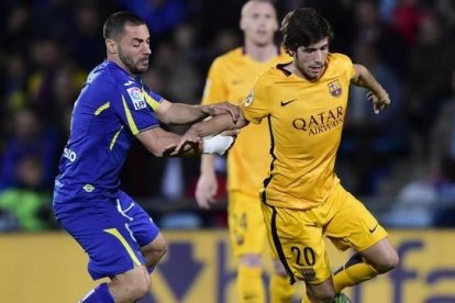 Medhi Lacen, durante un encuentro ante el Barça.