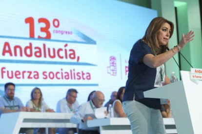 Susana Díaz durante la celebración del congreso del PSOE andaluz. JULIO MUÑOZ