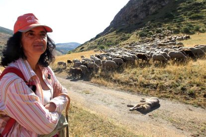 Violeta Alegre pastorea las ovejas en el puerto pirenaico de Fueyo del Agua desde mediados de julio a primeros de septiembre. Es la única mujer entre casi cincuenta pastores trasterminantes en la provincia.