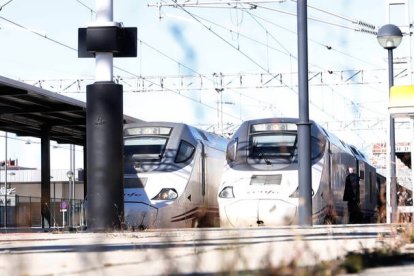 Trenes en la estación de León. MARCIANO PÉREZ