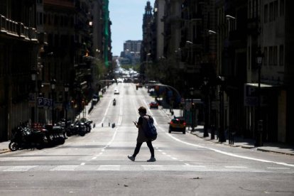 Aspecto de la Via Laietana de Barcelona, escenario habitual de las manifestaciones del Primero de Mayo. QUIQUE GARCÍA